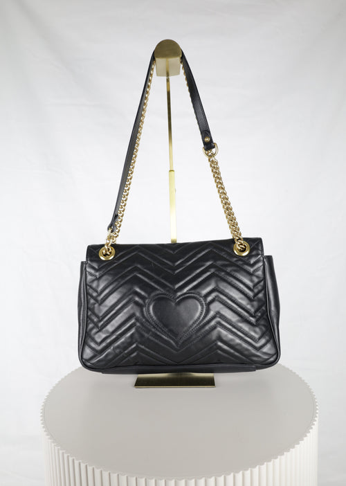 Gucci Marmont zwart achteraanzicht Laulau Treasures