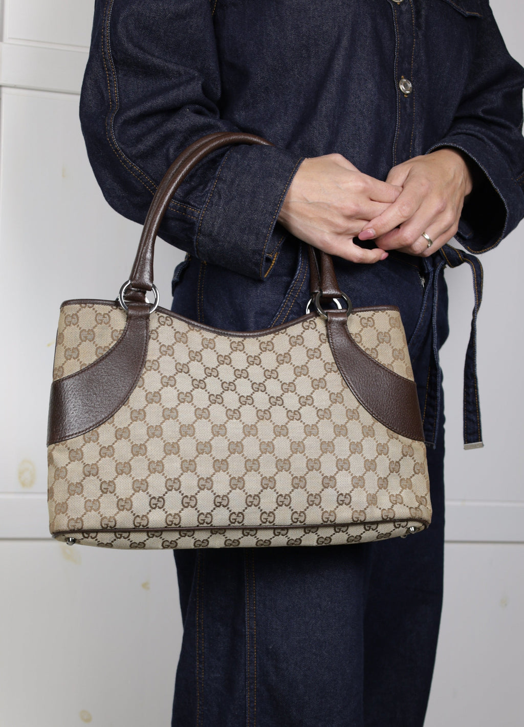 Vintage Gucci Tote Beige met Entrupy voorbeeld - Laulau Treasures