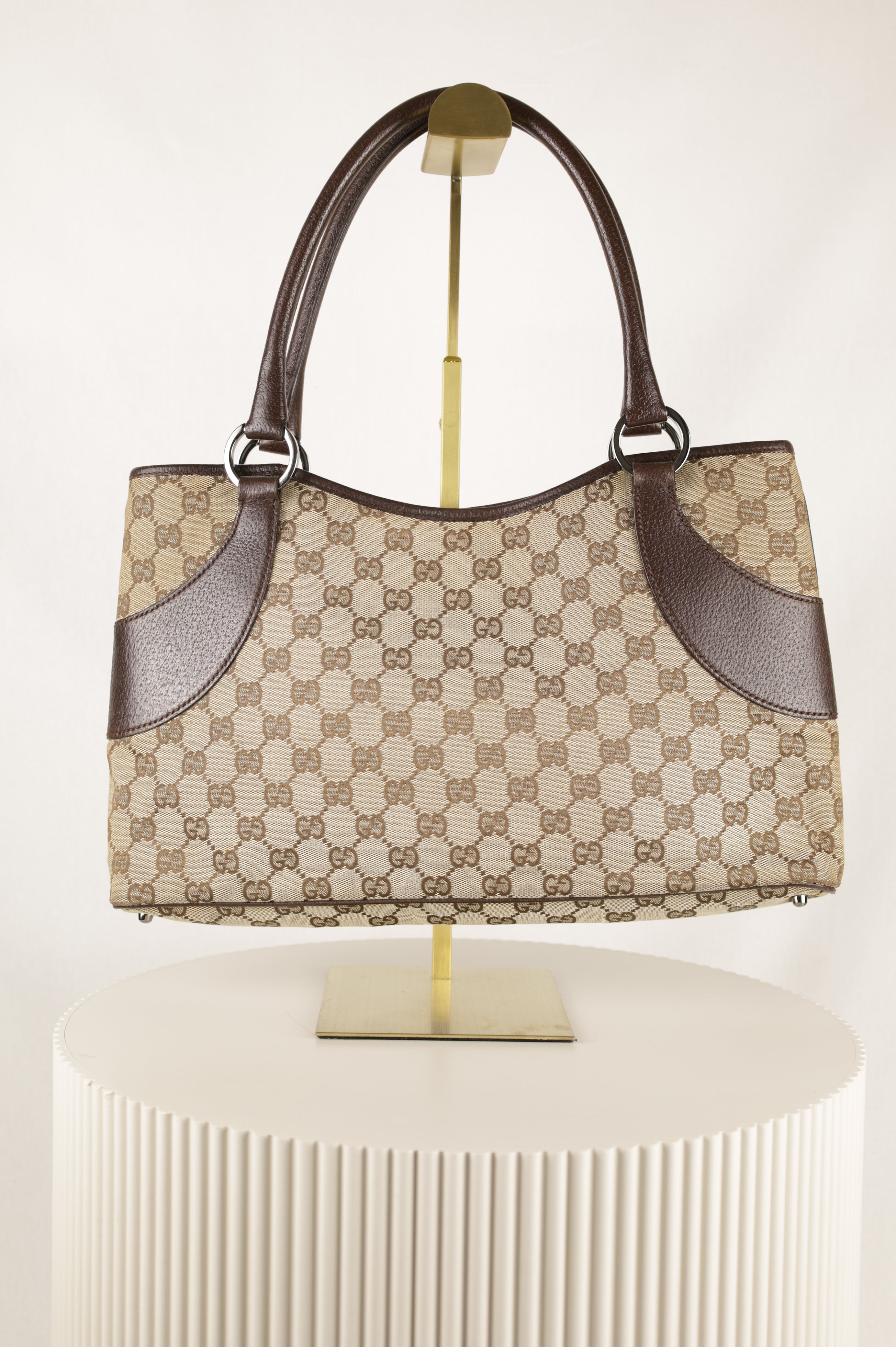 Vintage Gucci Tote Beige met Entrupy achter - Laulau Treasures