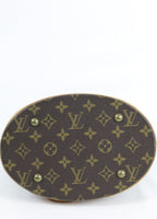 Vintage Louis Vuitton Mini Bucket bag in Monogram canvas - onderkant | Laulau Treasures