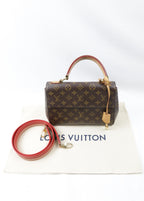 Vintage Louis Vuitton Cluny BB met strap - totaalbeeld van Cluny BB met strap en dustbag - Laulau Treasures