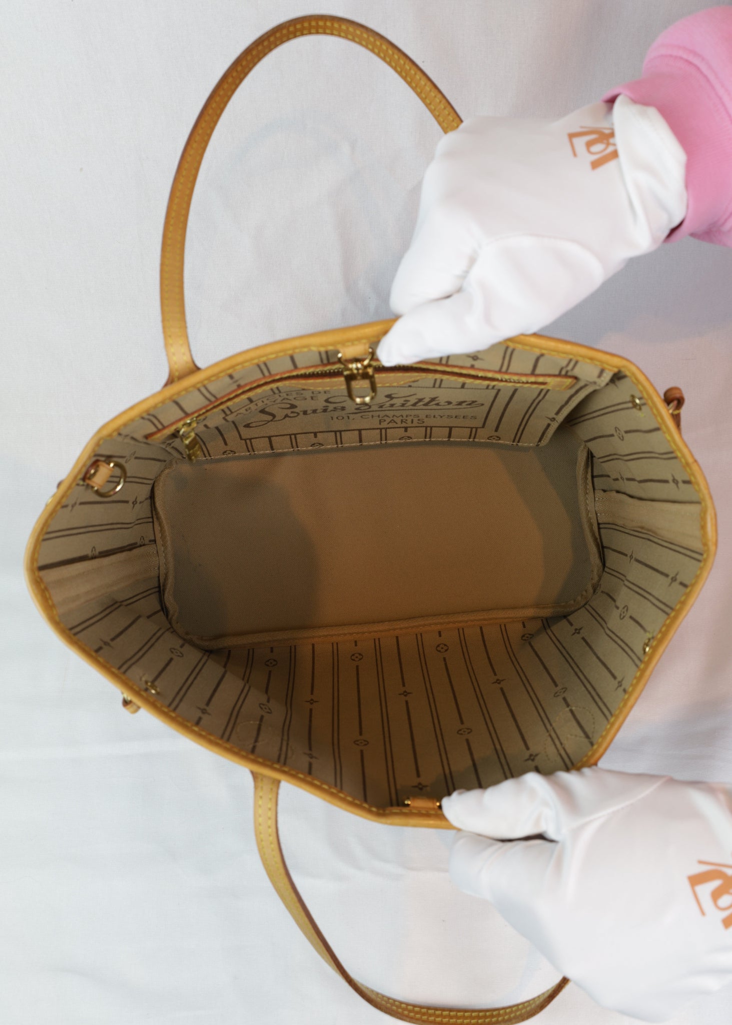 Louis Vuitton Neverfull PM detail binnenkant Laulau Treasures