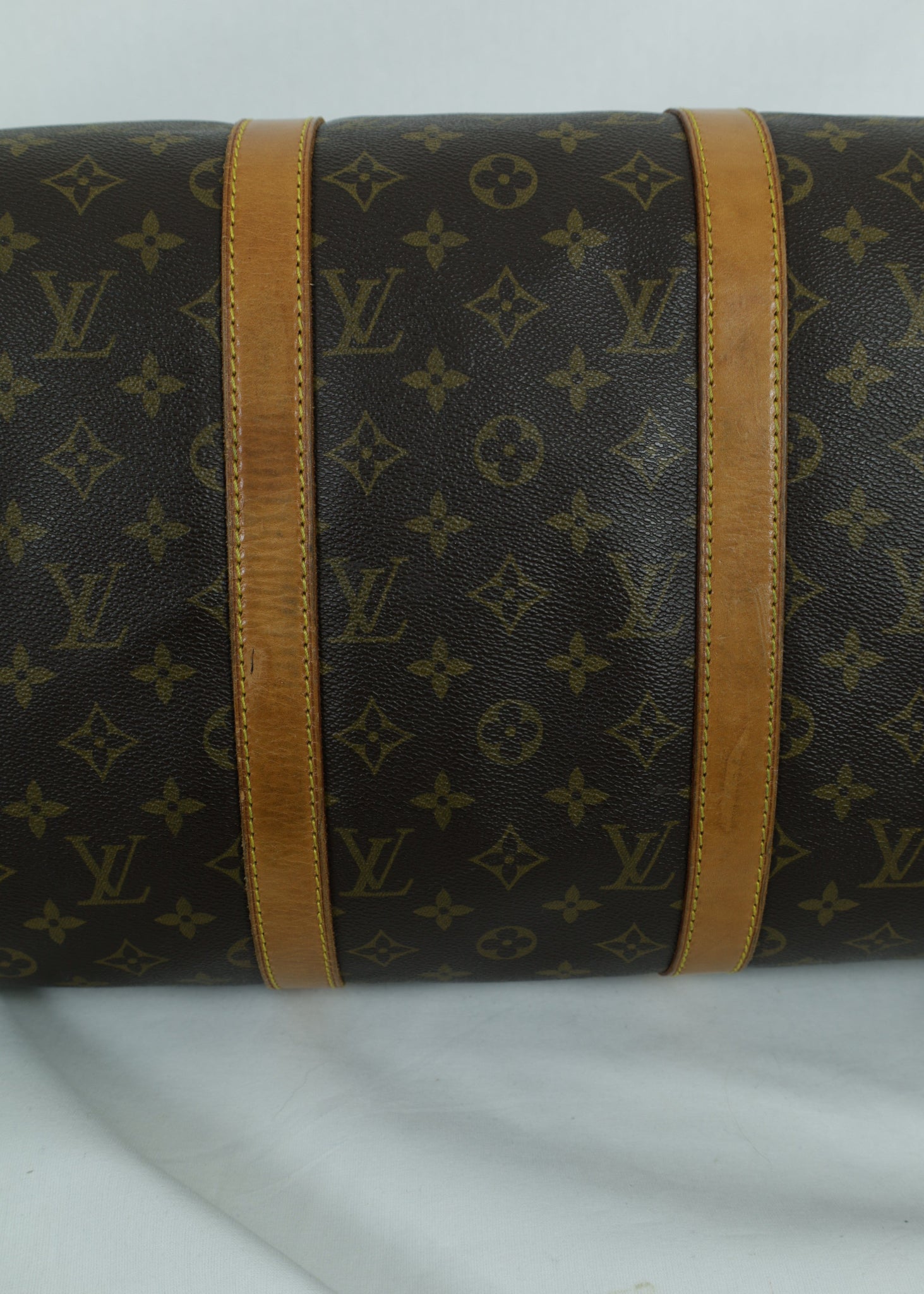 Vintage Louis Vuitton KeepAll 50 patina_onderzijde Laulau Treasures